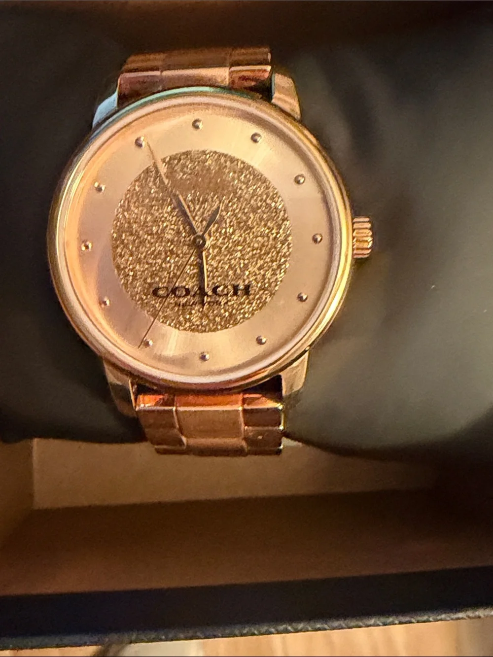 Coach Rose Gold Glitter Dial Bracelet Watch